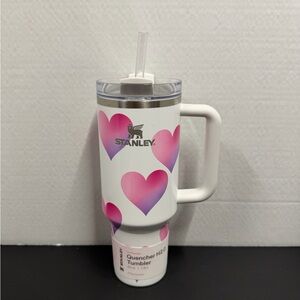 Stanley Pink and White Heart Quencher Tumbler